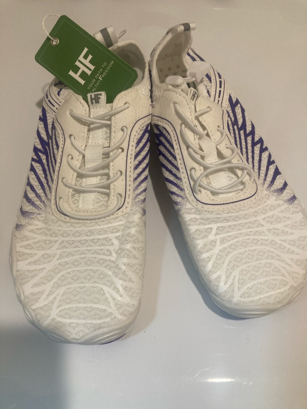 Healthy Freedom Barefoot Shoes White with Purple Graphic Detail NWT